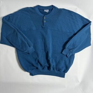 Vintage Boulevard Club by Block Mens Large 100% Cotton Blue Sweater